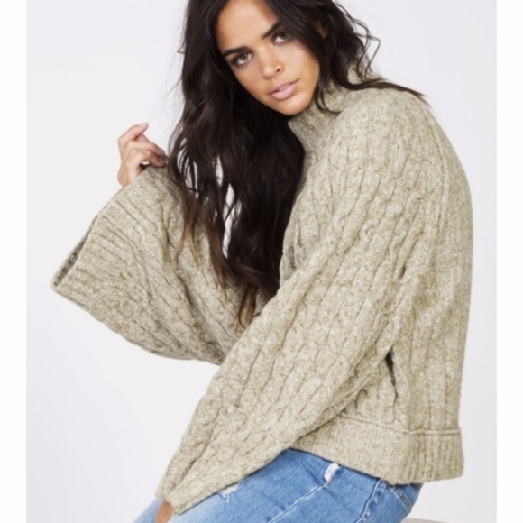 Free People Sweaters - Free People Cable Knit Sweater Snow Bird Green
